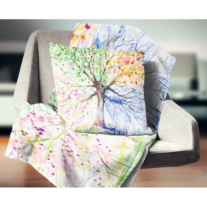 East Urban Home Floral Four Seasons Tree Pillow Wayfair